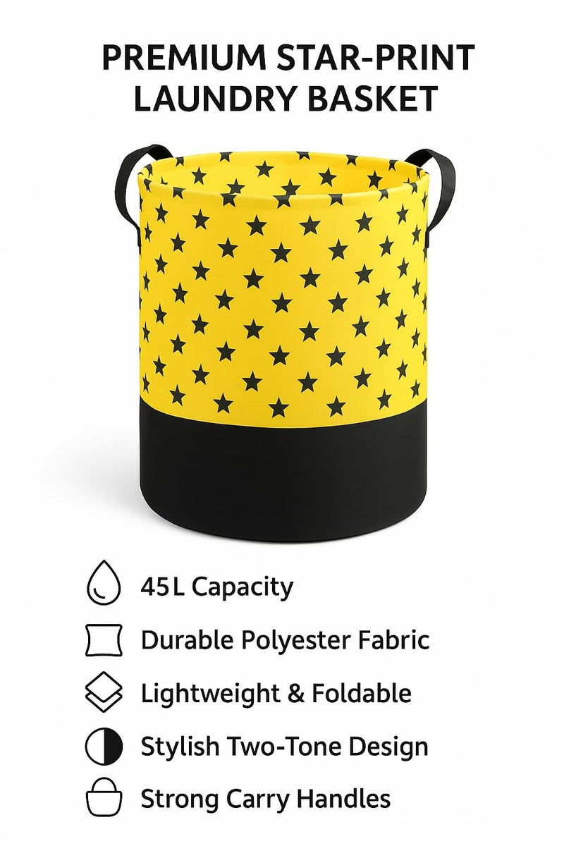 BB BACKBENCHERS Heavy Duty Laundry Basket | Large Round Collapsible Storage Hamper | for Blankets, Toys & Laundry | Foldable Home Organizer for Dorm, Apartment | Yellow - Image 2