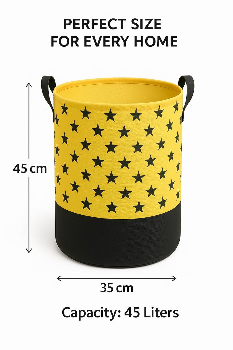 BB BACKBENCHERS Heavy Duty Laundry Basket | Large Round Collapsible Storage Hamper | for Blankets, Toys & Laundry | Foldable Home Organizer for Dorm, Apartment | Yellow - Image 4