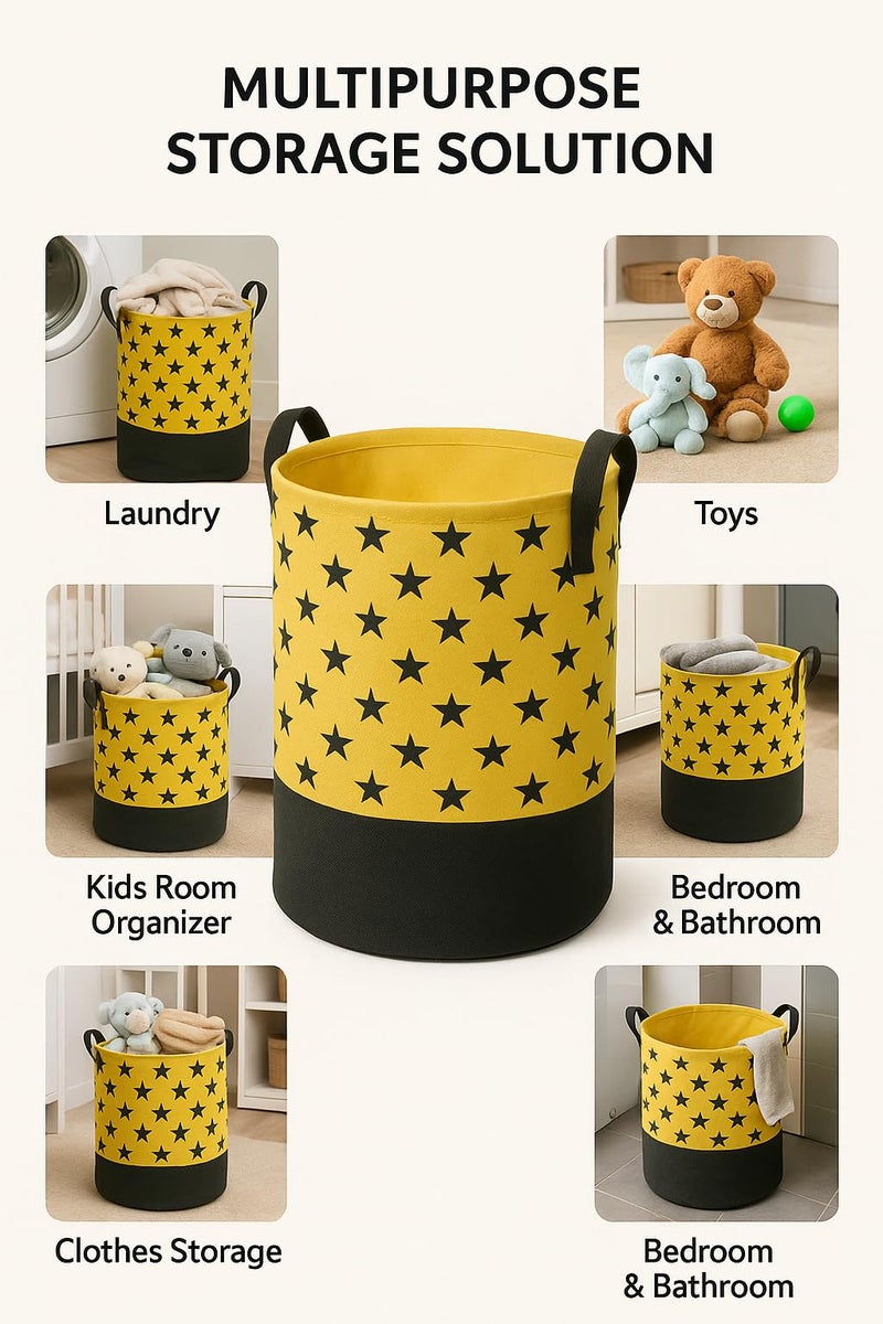 BB BACKBENCHERS Heavy Duty Laundry Basket | Large Round Collapsible Storage Hamper | for Blankets, Toys & Laundry | Foldable Home Organizer for Dorm, Apartment | Yellow - Image 5