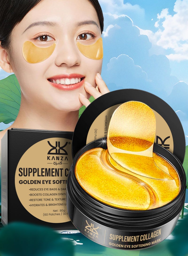 Kanza Supplement Collagen Eye Mask for Eye Bags & Anti-Aging Treatment (60 Pieces) | Reduces Dark Circles & Puffiness 80g - Image 1