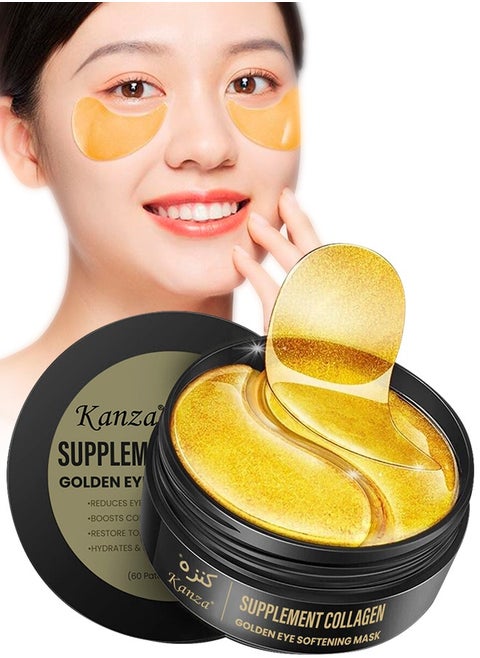 60 Pcs Supplement Collagen Eye Mask (30 Pairs) Under Eye Patch for Eye Bags & Anti-Aging Treatment Reduces Dark Circles Puffiness Anti Wrinkle Eye Mask, Eye Gel Patch Hydrogel Eye Patch Set