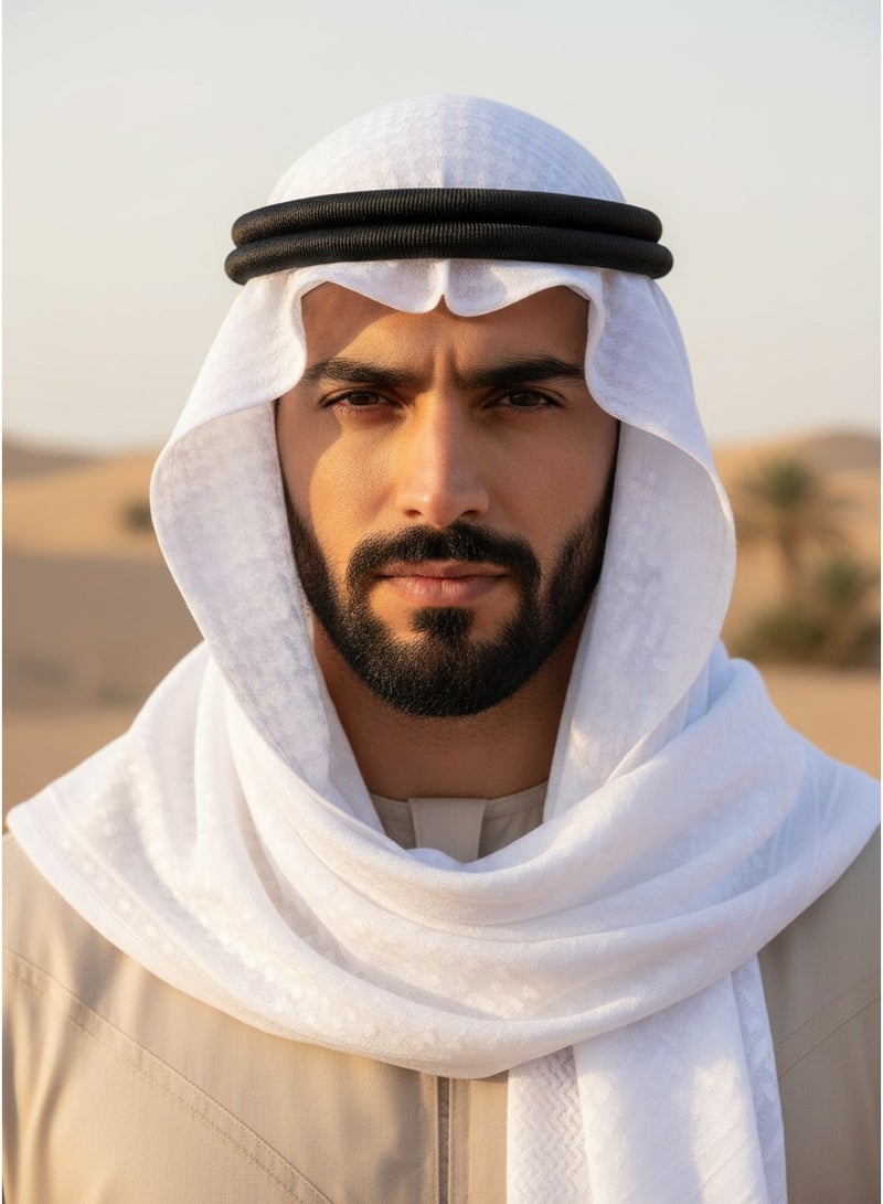 SYNSYB Traditional  Shemagh Keffiyeh Headscarf, Red /White Checkered Pattern, 133-145cm Length, Adjustable Black Agal Band,size 57 - Image 4