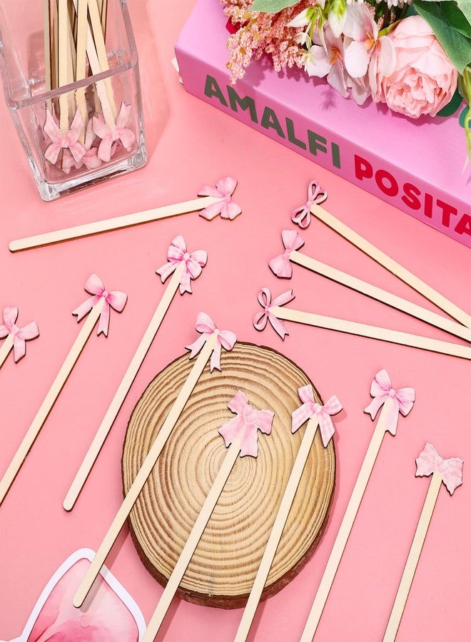 JarThenaAMCS 120Pcs Pink Bow Coffee Stirrers Watercolor Multiple Bowknot Disposable Stir Sticks Wooden Drink Stirrers for Home Office Bar Restaurant Party Supplies - Image 3