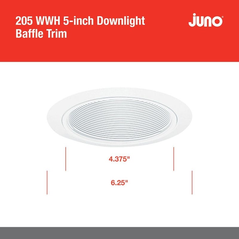 Juno 5-Inch Round Baffle Recessed Lighting Trim, Glare-Reducing Snap-in Trim for Can Lights, Fits Juno IC20 and TC20 Housings, White Finish - Image 4