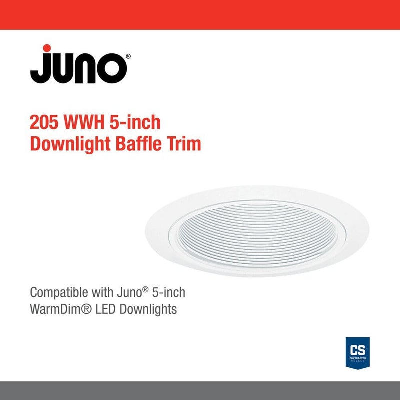 Juno 5-Inch Round Baffle Recessed Lighting Trim, Glare-Reducing Snap-in Trim for Can Lights, Fits Juno IC20 and TC20 Housings, White Finish - Image 3