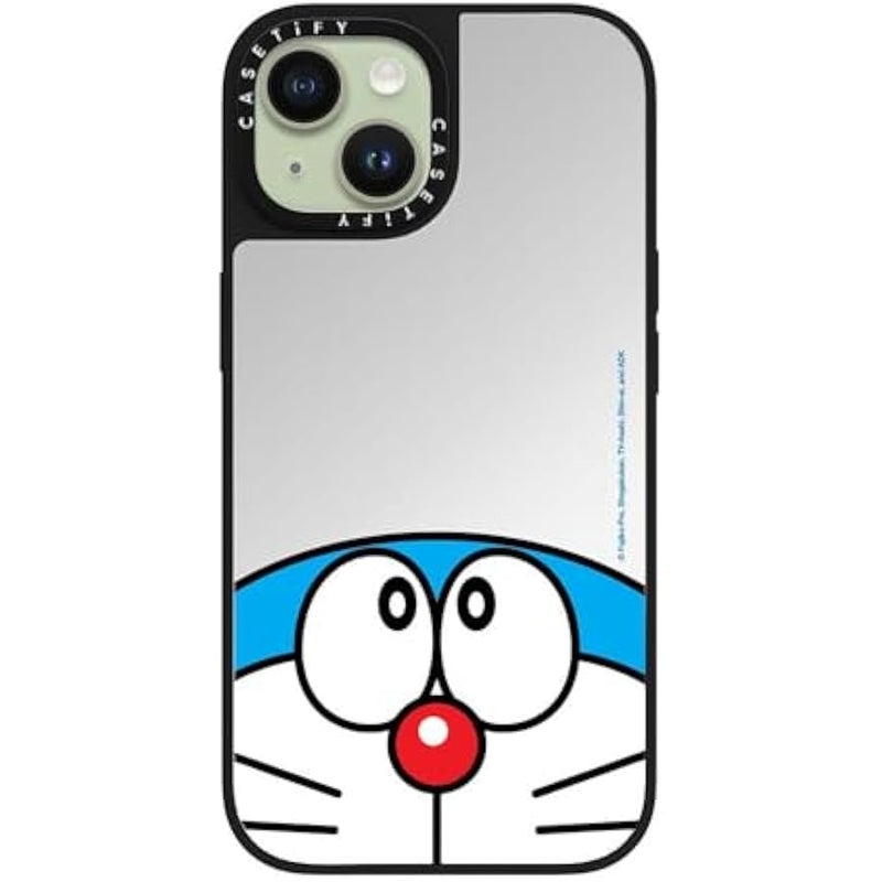 Casetify Mirror iPhone 15 Case 【Doraemon Co-Lab / 4.9ft Drop Protection/Compatible with Magsafe】 - Doraemon - Silver on Black - Image 3