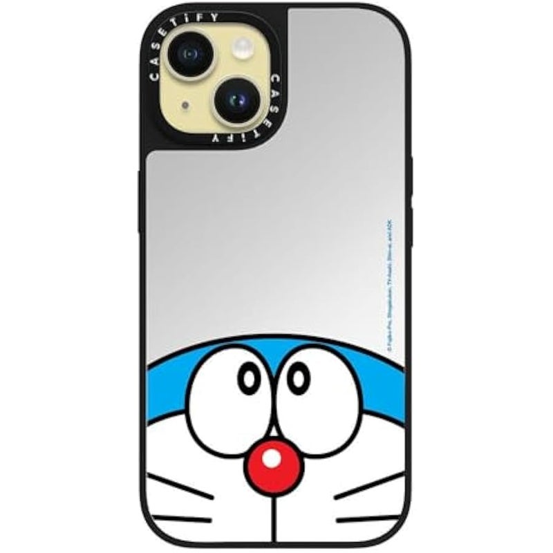 Casetify Mirror iPhone 15 Case 【Doraemon Co-Lab / 4.9ft Drop Protection/Compatible with Magsafe】 - Doraemon - Silver on Black - Image 2
