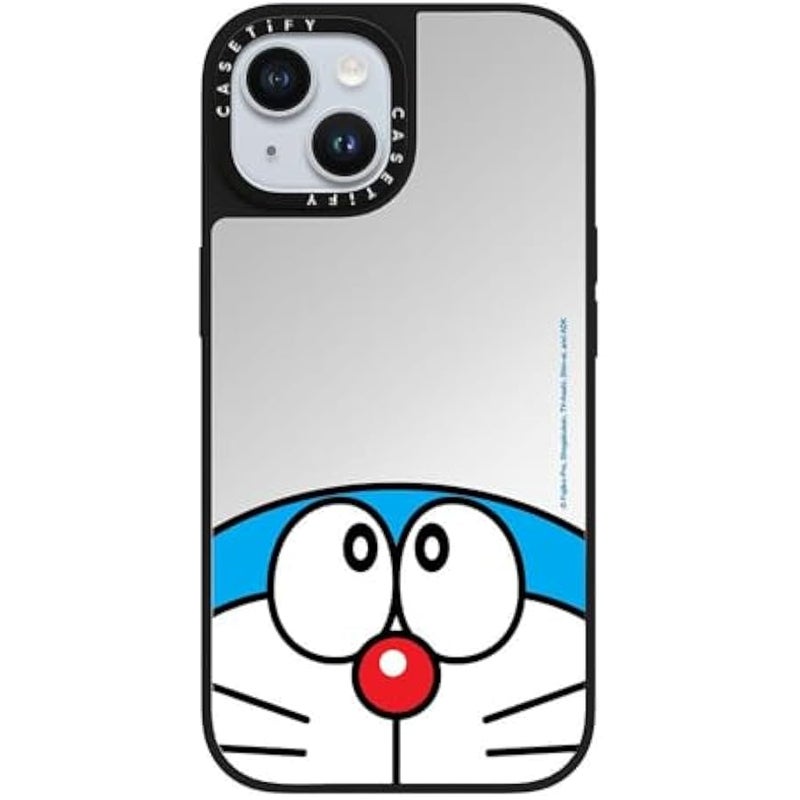 Casetify Mirror iPhone 15 Case 【Doraemon Co-Lab / 4.9ft Drop Protection/Compatible with Magsafe】 - Doraemon - Silver on Black - Image 4