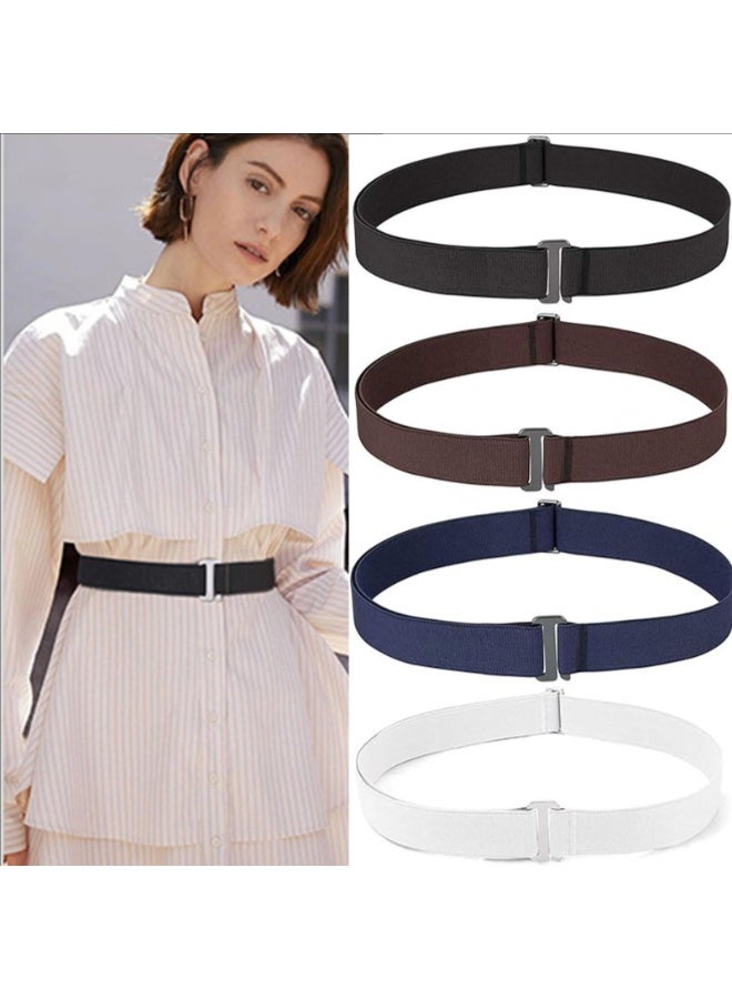 Women's Elastic Stretch Invisible Belts with Flat Buckle, 4 Pack, One Size - Image 4