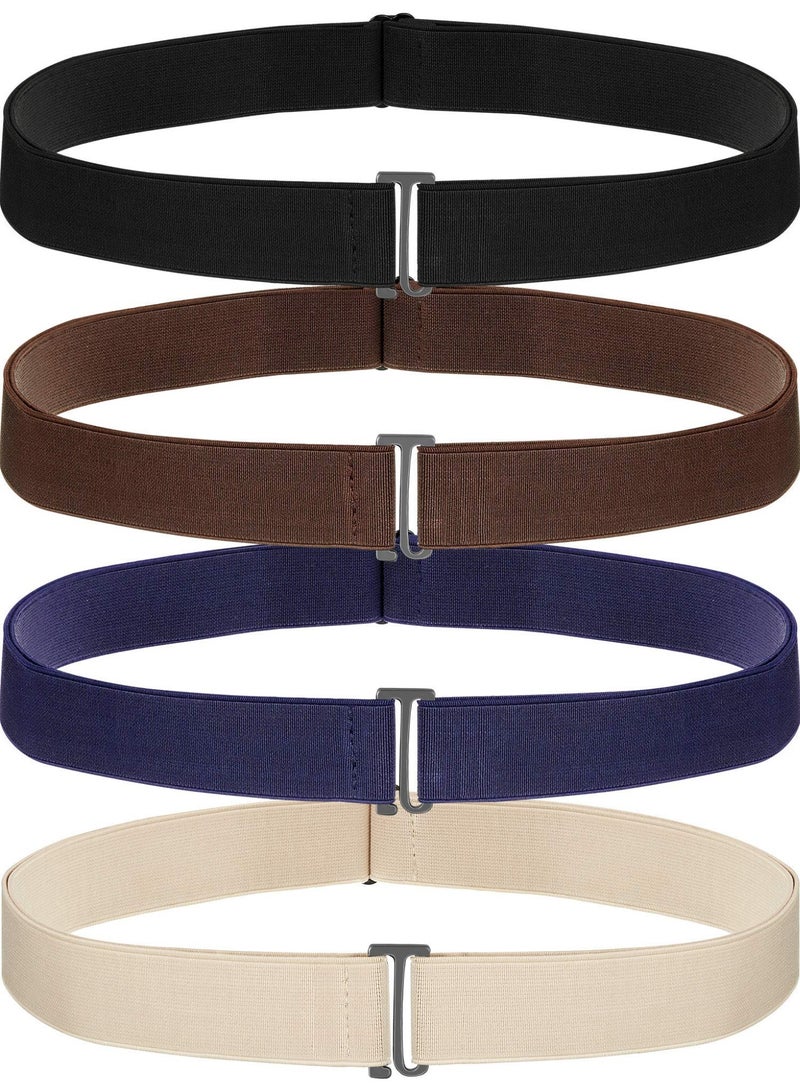 Women's Elastic Stretch Invisible Belts with Flat Buckle, 4 Pack, One Size - Image 1