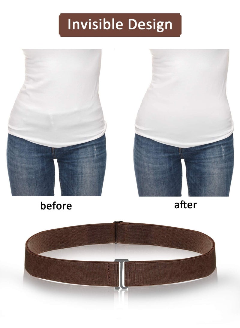Women's Elastic Stretch Invisible Belts with Flat Buckle, 4 Pack, One Size - Image 2