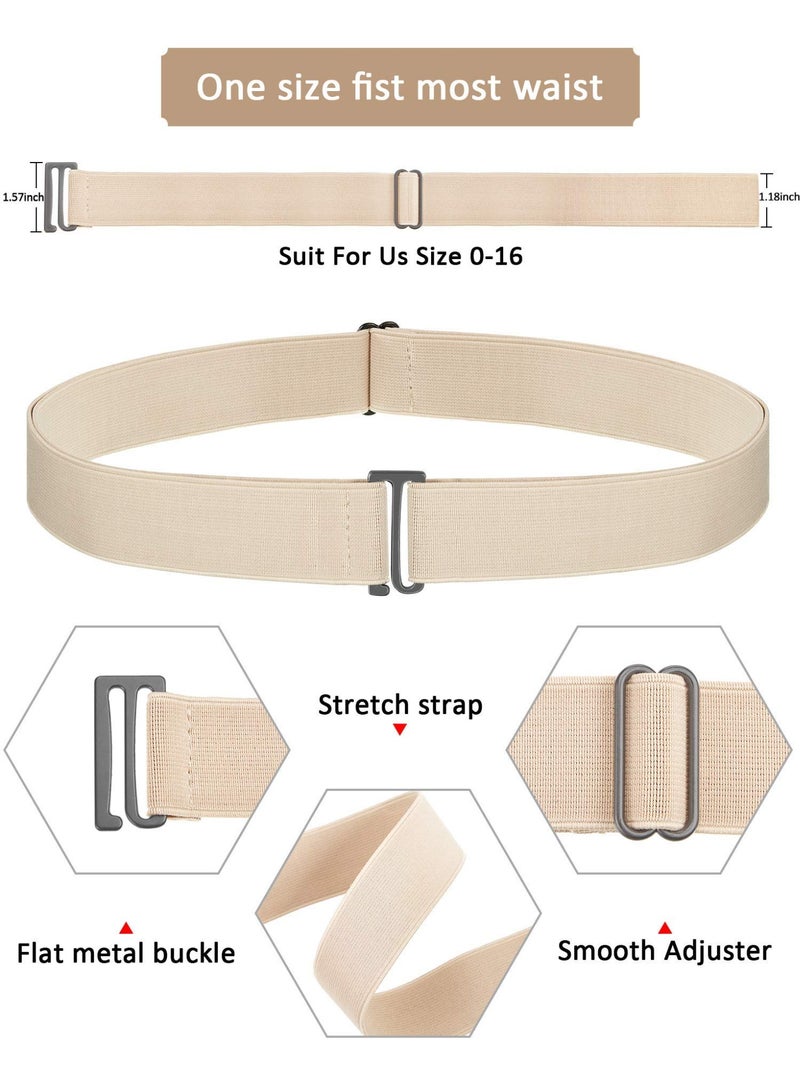 Women's Elastic Stretch Invisible Belts with Flat Buckle, 4 Pack, One Size - Image 3