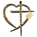 Dicksons Cross and Heart Intertwined Patina Bronze Tone 12 x 13.5 Resin Stone Wall Sign Plaque - Image 2