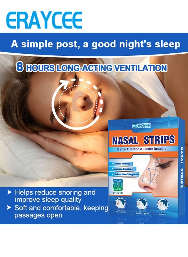 ERAYCEE 20 Pcs Anti Snore Nasal Strips - Nose Strips for Breathing Relieve Nasal - Extra Strength Anti Snoring Solution for Men, Women - Clears Air way to Breathe Better - Sleep Right, Snore Less - Stuffy Nose Relief for Congestion - Image 5