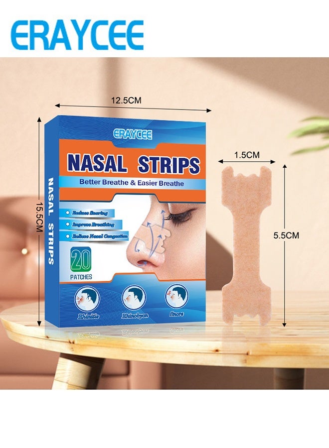 ERAYCEE 20 Pcs Anti Snore Nasal Strips - Nose Strips for Breathing Relieve Nasal - Extra Strength Anti Snoring Solution for Men, Women - Clears Air way to Breathe Better - Sleep Right, Snore Less - Stuffy Nose Relief for Congestion - Image 2