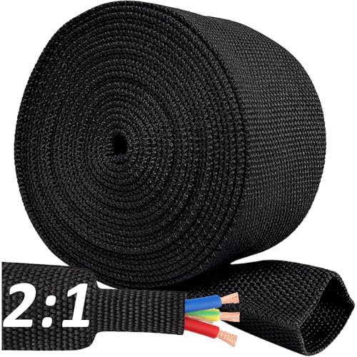 ROCKDIG 20 FT 1/4 inch 2:1 Heat Shrinkable Braided Sleeving Heat Shrink Sleeve Abrasion Protection Flexibility Wiring Harness Cable Sheath - Image 1