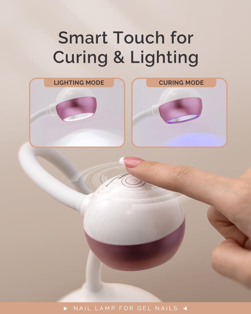 MelodySusie Gooseneck Cordless UV Nail Lamp with Adjustable Light Angle, S-Pro09M 2-in-1 Rechargeable Fast Curing Nail Dryer Cures All Gels, Especially Rhinestone Glue & Liner Gel Polish - Image 5