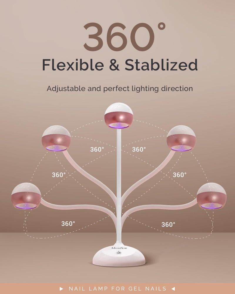 MelodySusie Gooseneck Cordless UV Nail Lamp with Adjustable Light Angle, S-Pro09M 2-in-1 Rechargeable Fast Curing Nail Dryer Cures All Gels, Especially Rhinestone Glue & Liner Gel Polish - Image 3