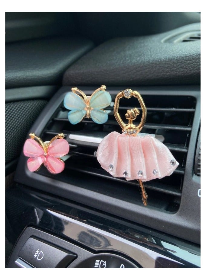 Car Air Conditioner Decorative Pin Clip Butterfly and Girl Design - 3pcs - Image 1