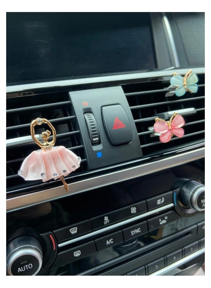 Car Air Conditioner Decorative Pin Clip Butterfly and Girl Design - 3pcs - Image 2