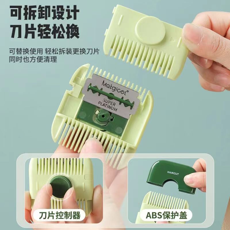 Generic Hairdresser Comb Multi-functional Two-in-One Household Girl's Trimming Broken Hair Split and Thin Cut Special Haircut Artifact Elegant Grey 5 Blade - Image 5