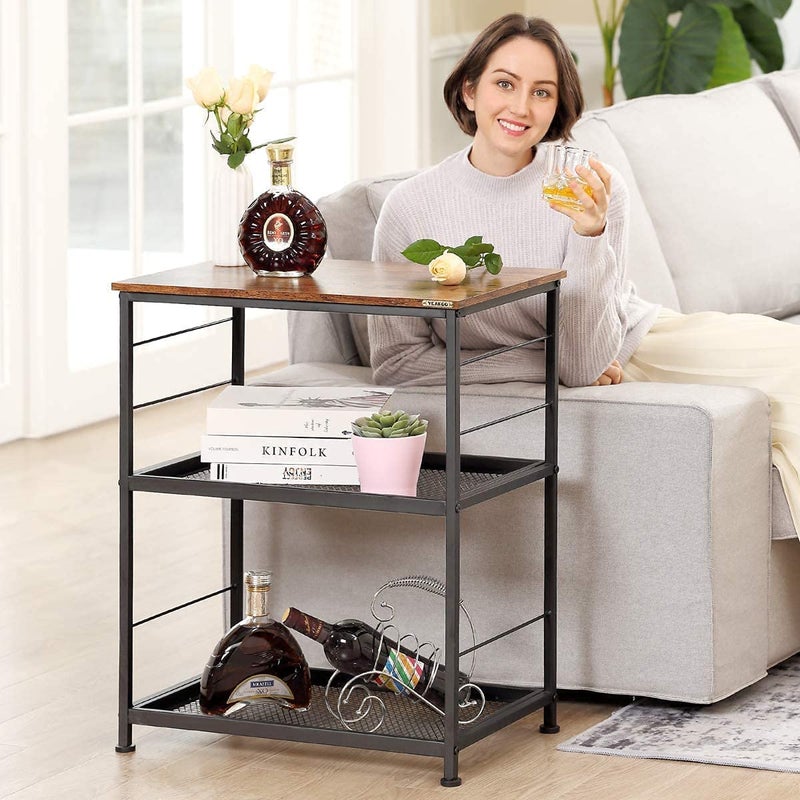 Generic Indian Decor 35715 Modern 3Tier Kitchen Utility Cart with Storage Vintage Microwave Oven Stand on Wheels Rolling Bakers Rack with Metal Frame and 10 Hooks Coffee Cart for Living Room Restaurant  - Image 4