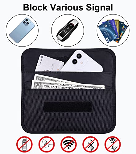 Wisdompro Faraday Bag, 2 Pack RFID Signal Blocking Bag Shielding Cage Pouch Wallet Case for Cell Phone Privacy Protection and Car Key FOB, Anti-Spying Pouch, Anti-Tracking Case Blocker - Black - Image 3