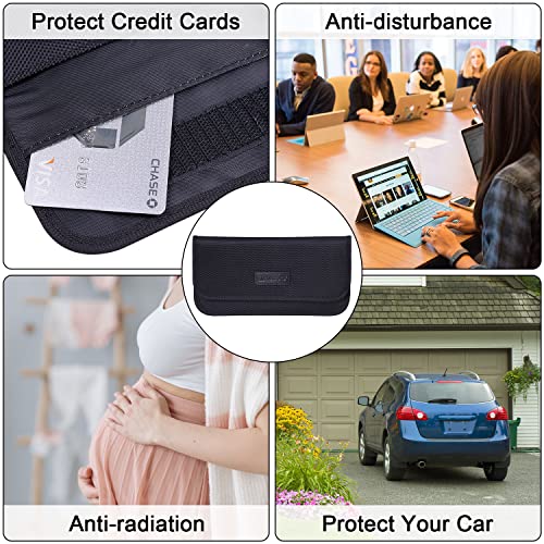 Wisdompro Faraday Bag, 2 Pack RFID Signal Blocking Bag Shielding Cage Pouch Wallet Case for Cell Phone Privacy Protection and Car Key FOB, Anti-Spying Pouch, Anti-Tracking Case Blocker - Black - Image 5
