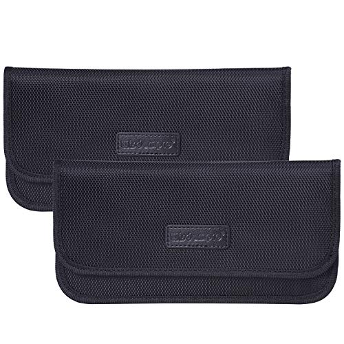 Wisdompro Faraday Bag, 2 Pack RFID Signal Blocking Bag Shielding Cage Pouch Wallet Case for Cell Phone Privacy Protection and Car Key FOB, Anti-Spying Pouch, Anti-Tracking Case Blocker - Black - Image 1