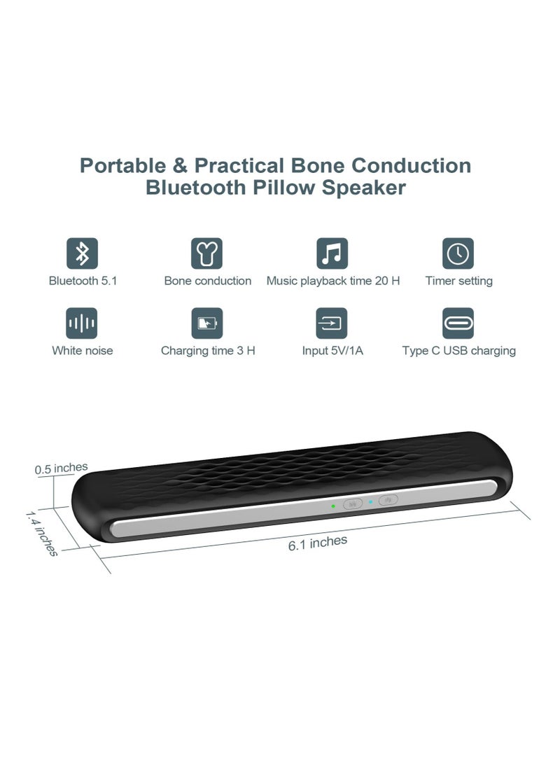 SOLARAE Pillow Speaker Bone Conduction Stereo, Mini Portable Bluetooth Sleep Stereo, Portable Pillow Speaker, Insomnia White Noise Machine, for Deep Sleeping, Side Sleepers (Black) - Image 2