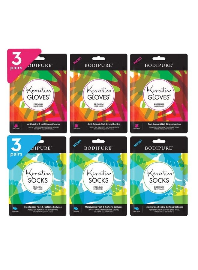بودي بيور قناع ممتاز لليدين والقدمين | قفازات وجوارب مرطبة من كيرتين | مرطب لليدين الجافة الباهتة والكعب المتشقق وتنعيم الجلد الميت وتقوية الأظافر | علاج خالٍ من المواد الكيميائية للقدمين | (عبوة من 3 قطع) - Image 1