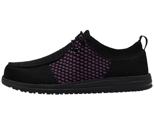 LARNMERN Slip On Steel Toe Loafers Women Work Safety Shoes Lightweight Comfortable Walking Sneakers(11 Women, Black Purple) - Image 2