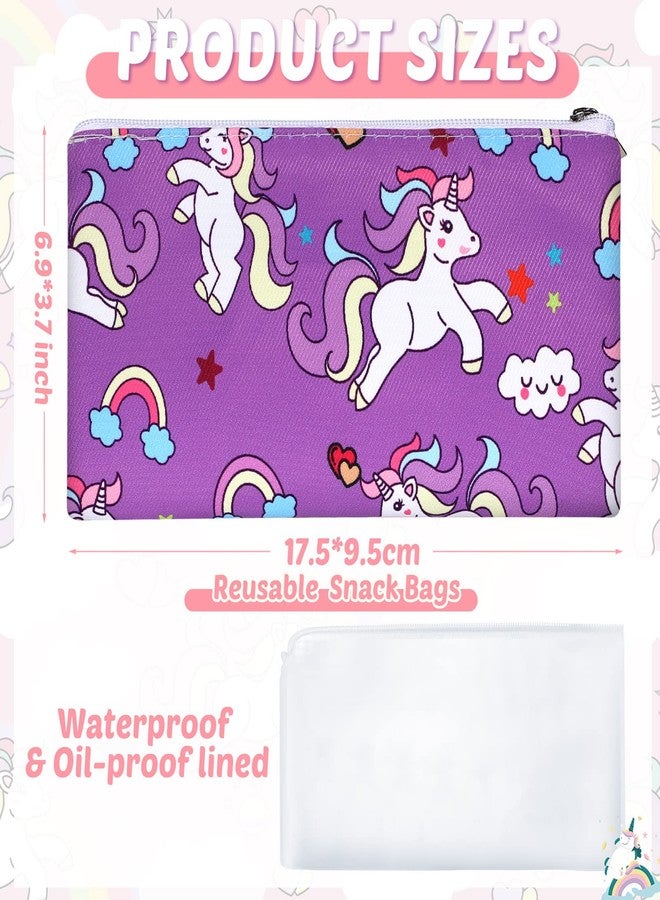 Chumia 6 Pcs Reusable Snack Bags Christmas Gifts Food Safety Washable Snack Bags Lunch with Zipper Portable Sandwich Bag Food Storage Pouch Double Layer(Fresh,6.9 x 3.7 Inches) - Image 2