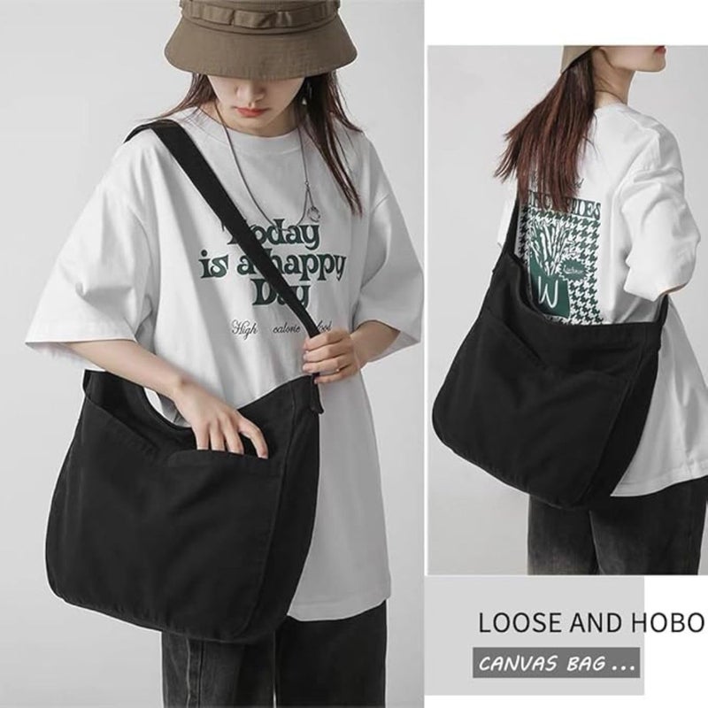 FUOCO Aesthetic one side bag for men | messenger side bag for men Women Vintage Canvas Crossbody Shoulder handbags Office slim bags Laptop Bag - Image 2