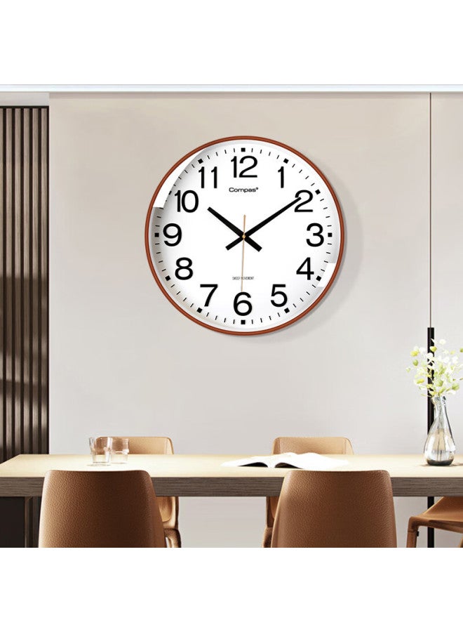 Compas Wall Clock, Living Room Timepiece, Classroom Exam Automatic Time Synchronization Radio-controlled Clock, C6439, Coffee Wood Color, 41cm - Image 4