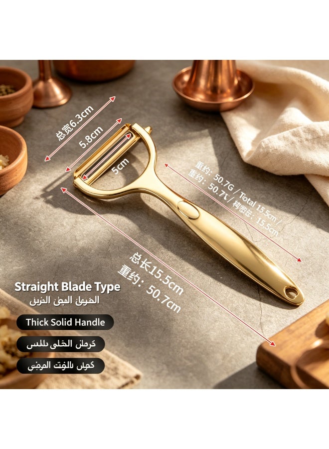 Gold Y-Shaped Vegetable Peeler, Manual Fruit & Vegetable Skin Remover, Sharp Blade Kitchen Peeler with Ergonomic Handle, Easy Grip & Storage Hole - Image 2