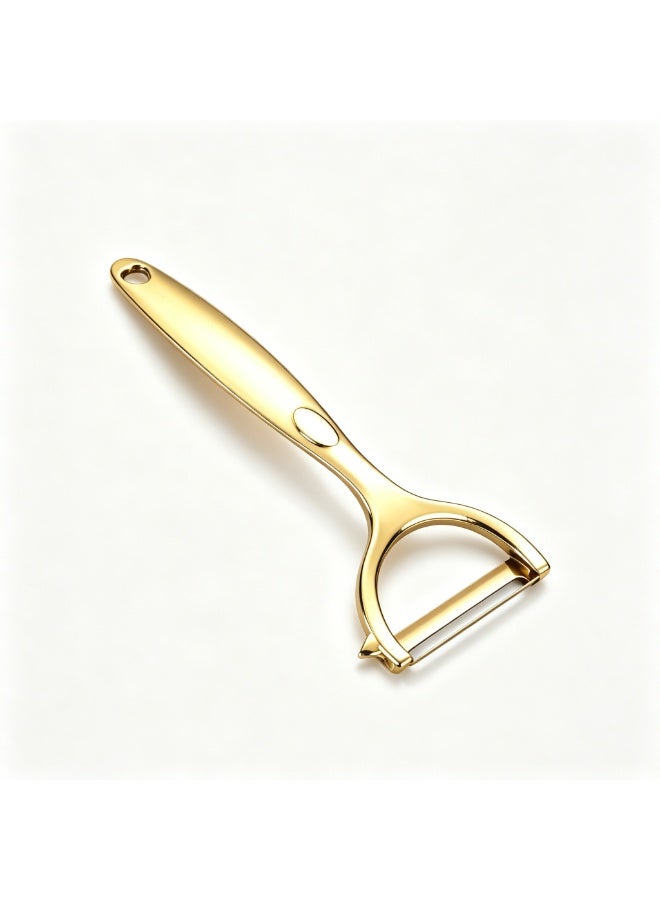 Gold Y-Shaped Vegetable Peeler, Manual Fruit & Vegetable Skin Remover, Sharp Blade Kitchen Peeler with Ergonomic Handle, Easy Grip & Storage Hole - Image 1
