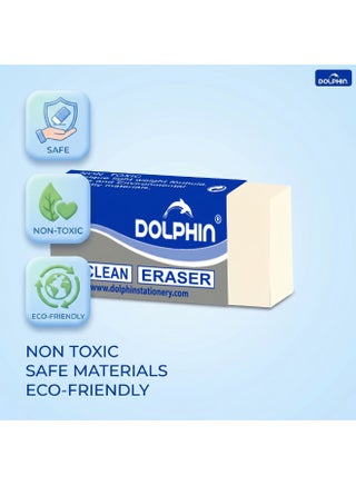ممحاة أقلام رصاص دولفين NT-100 – مسح نظيف بدون لطخ، تركيبة خفيفة وصديقة للبيئة من PVC غير سام، صناعة تايوانية، مناسبة للمدرسة والمكتب - view 4
