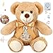 Silipull 12 Inch Bear Stuffed Animals with Voice Recorder Set 30 Seconds Voice Sound Recorder Module Soft Plush Remembrance Bear with Photo Pendant with Zipper Memorial GiftsBrown - Image 2