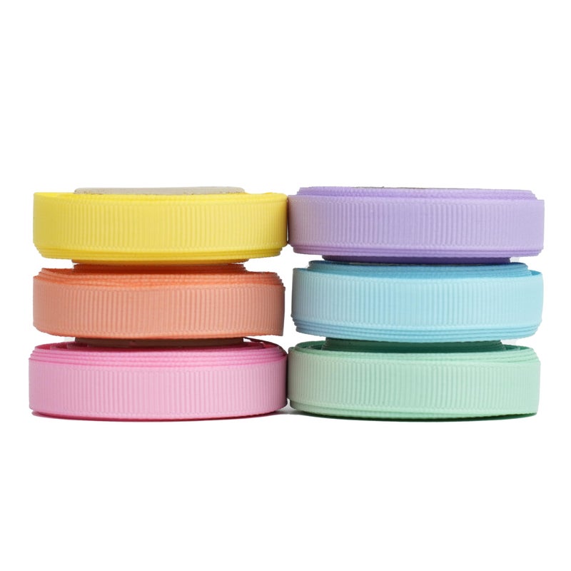 DINDOSAL 6 Rolls Pastel Rainbow Ribbon 3/8" Thin Grosgrain Ribbon Assortment Pastel Colored Craft Ribbon Birthday Party Decoration Gift Wrapping 30 Yards - Image 3