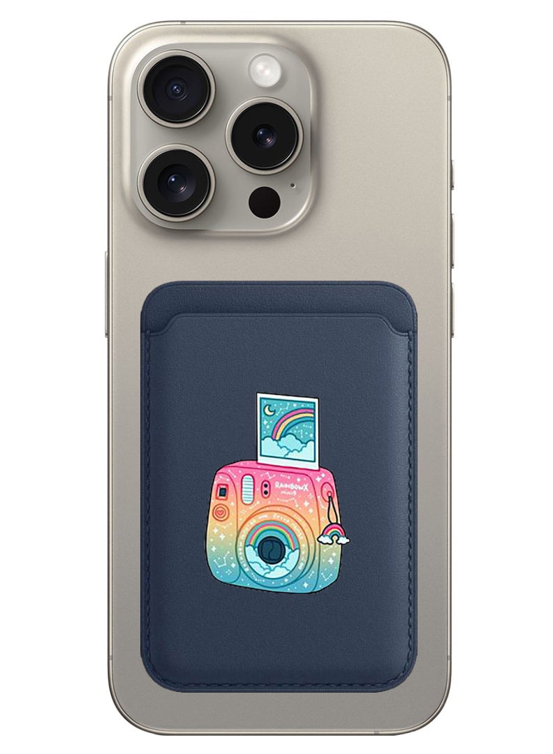 Theodor Magnetic Wallet, Compatible with MagSafe Wallet, for iPhone Wallet, for iPhone 16/15/14/13/12 Series, Not for iPhone 13/12 mini, 3 Card Holder, Vegan Leather, Navy - Polaroid - Image 1