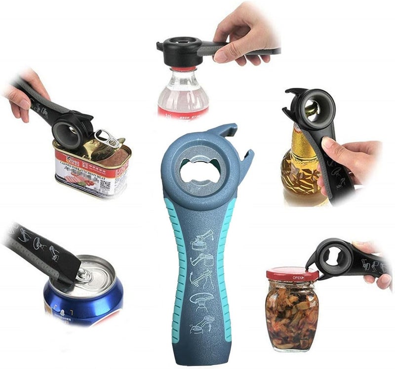 GZLT Jar Opener for Seniors with Arthritis,Jar Opener for Weak Hands,5-in-1 Bottle Opener,4-in-1 Can Opener… (Blue) - Image 3