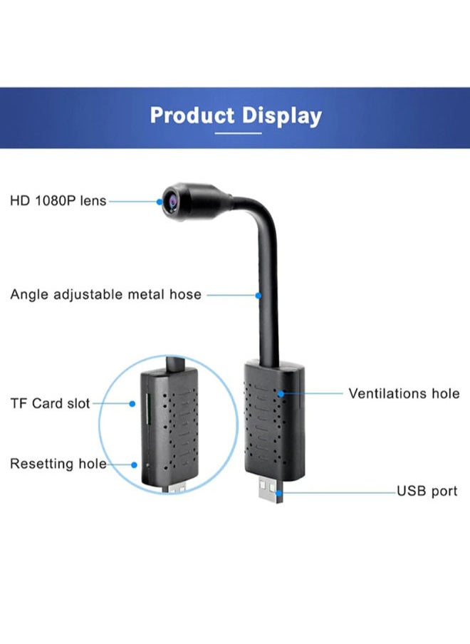 SHOPI - Full HD 4K 1080P USB Wifi Mini Camera WiFi Camera Wireless USB Plug Small Security Camera 1080P HD Motion Detection Monitor for Home Office Indoor - Image 1