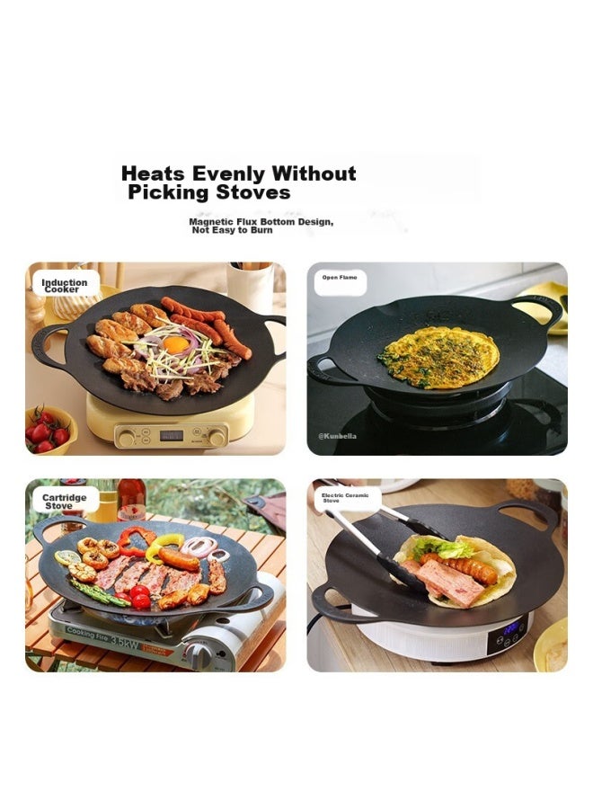 Buydeem Barbecue Grill Plate, Steak And Egg Cooking Tool, Teppanyaki Grill, Portable Stove, Charcoal Outdoor 36cm Non-stick Grilling Pan - Image 4
