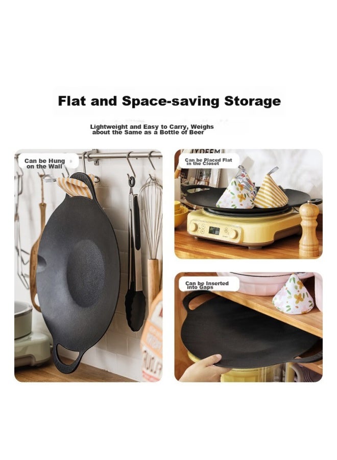 Buydeem Barbecue Grill Plate, Steak And Egg Cooking Tool, Teppanyaki Grill, Portable Stove, Charcoal Outdoor 36cm Non-stick Grilling Pan - Image 2