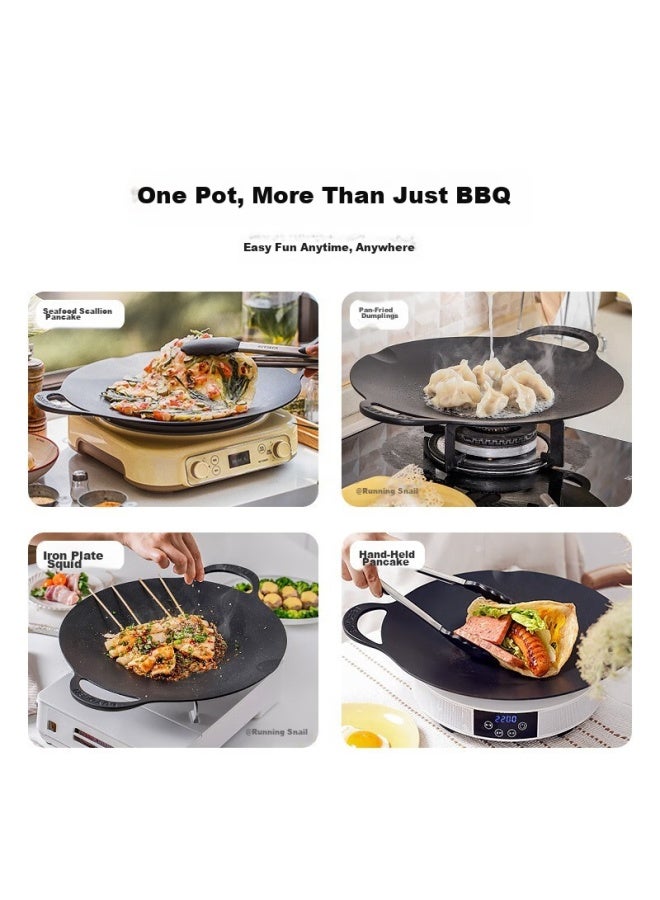 Buydeem Barbecue Grill Plate, Steak And Egg Cooking Tool, Teppanyaki Grill, Portable Stove, Charcoal Outdoor 36cm Non-stick Grilling Pan - Image 5
