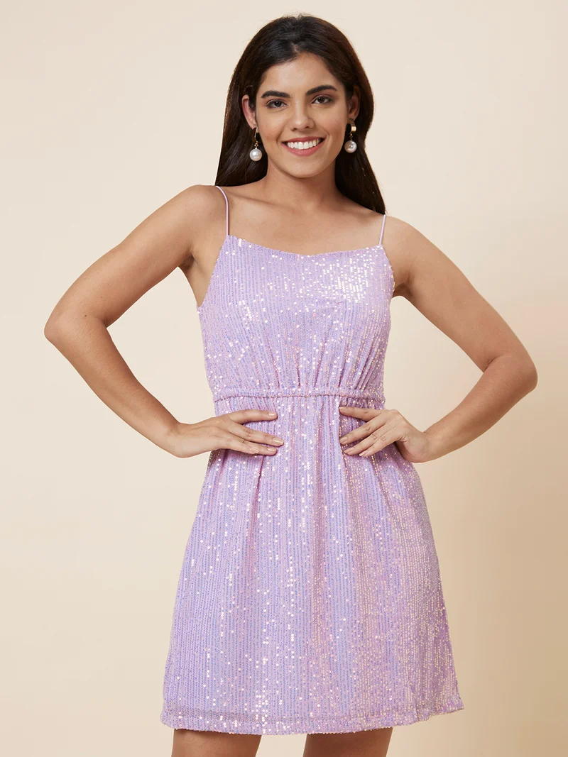 globus Globus Women Fit & Flare Sequinned Mini Party Dress