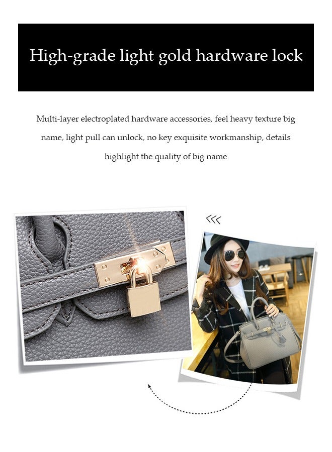 DUNISO Female handbag, PU leather shoulder bag, large capacity women's crossbody bag，with detachable shoulder strap, suitable for daily，business，shopping (gray) - Image 5