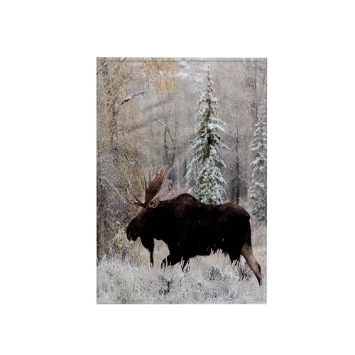 3DROSE 3D Rose Shiras Bull Moose-Autumn Snow Hand Towel, 15" x 22" - Image 1