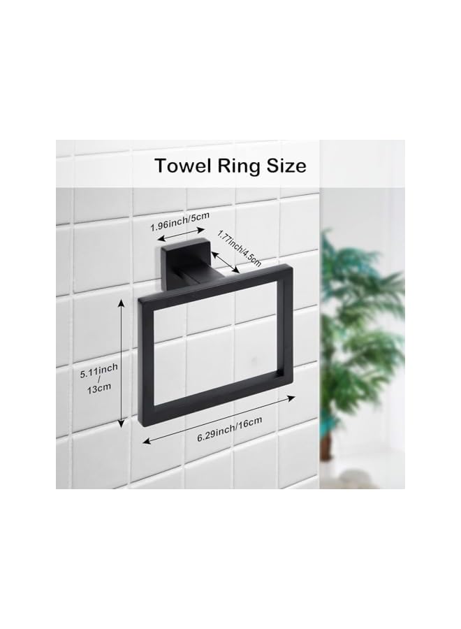 promass 2-Piece Matte Black Square Towel Ring,Modern Hand Towel Holder for Bathroom,Towel-Racks,SUS304 Stainless Steel Towel Hangers Wall-Mounted - Image 5